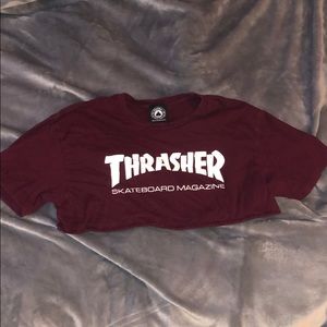 Maroon cut thrasher crop top